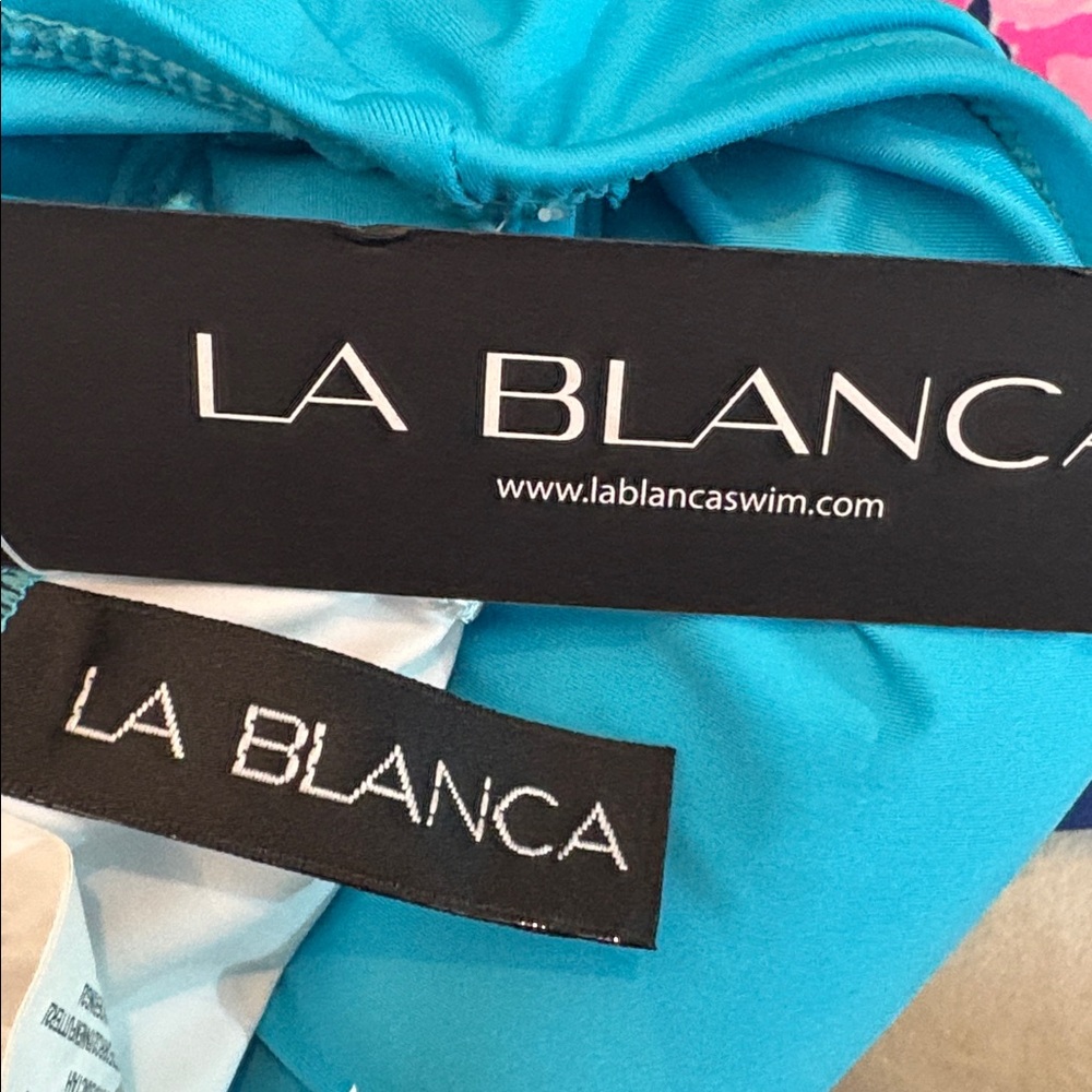 NWT La Blanca Women's Island Goddess One Shoulder One Piece Swimsuit, Azul - 16 - Picture 3 of 5
